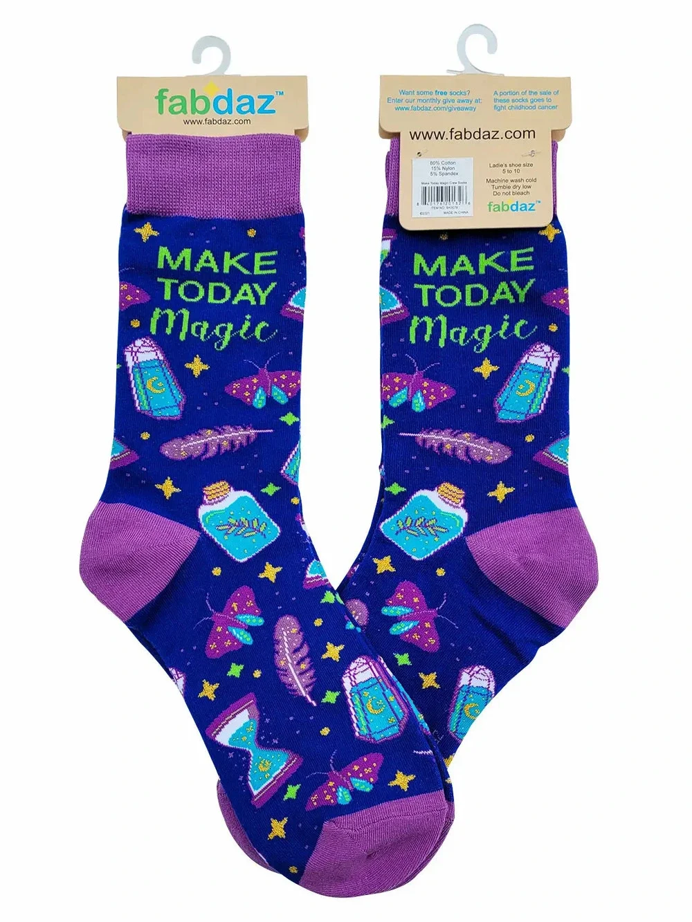 FD8 | Fabdaz Women's Novelty Crew Socks | Make Today Magic | Size 5-10